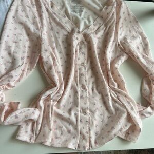 Floral Pink Ribbed Cardigan